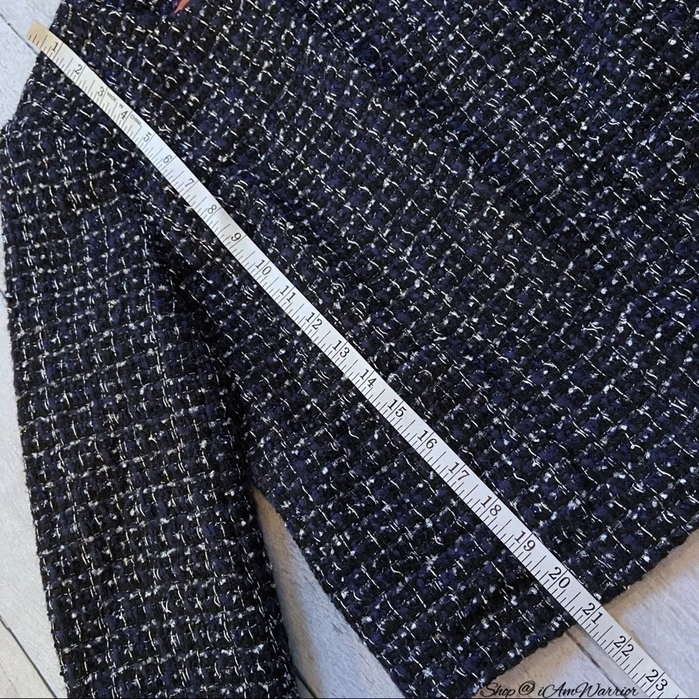 J.Crew midnight blue metallic cropped tweed jacket *shop@iamwarrior